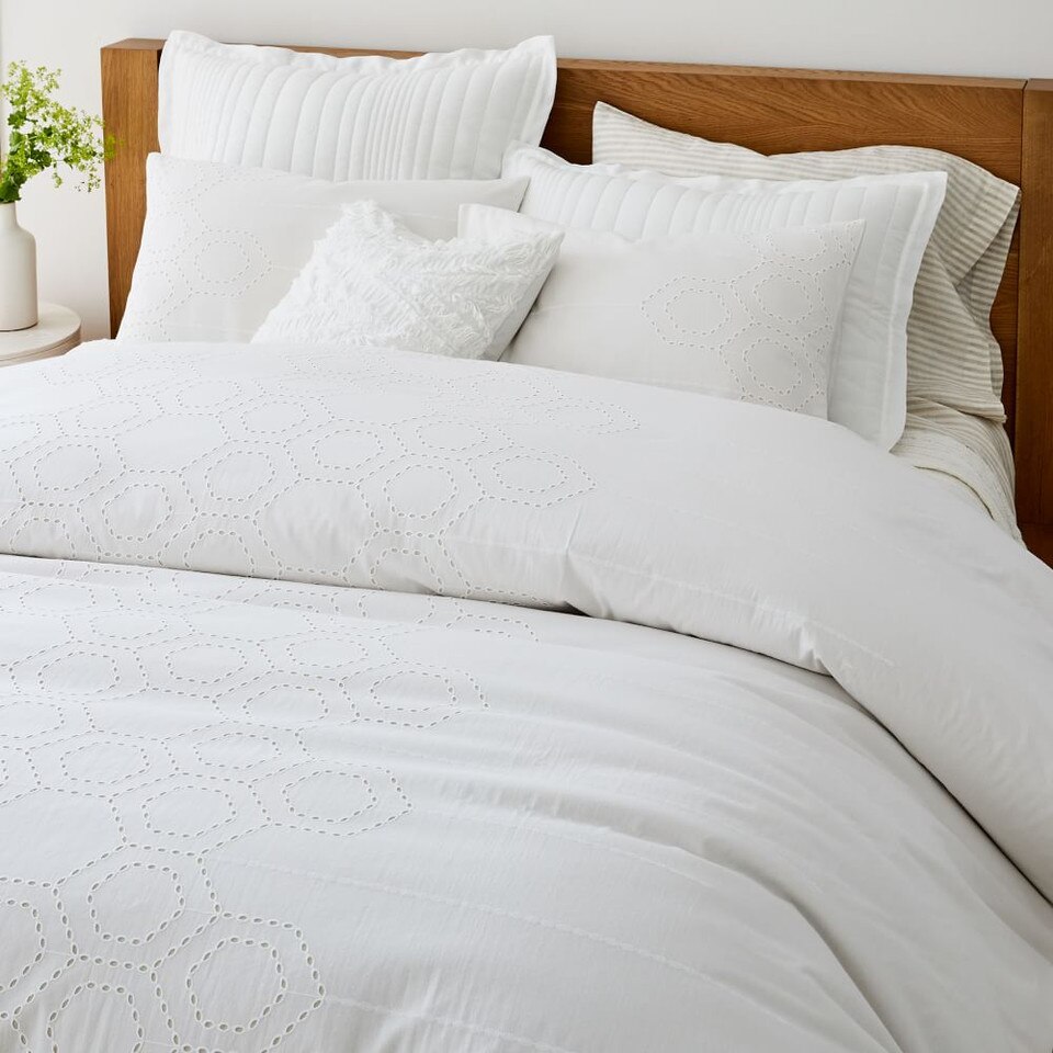 Organic Cotton Eyelet Quilt Cover & Pillowcases west elm Australia